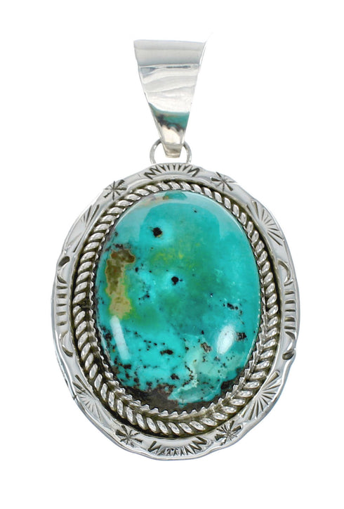 Turquoise Sterling Silver Native American Navajo Pendant Bead Necklace X10641
